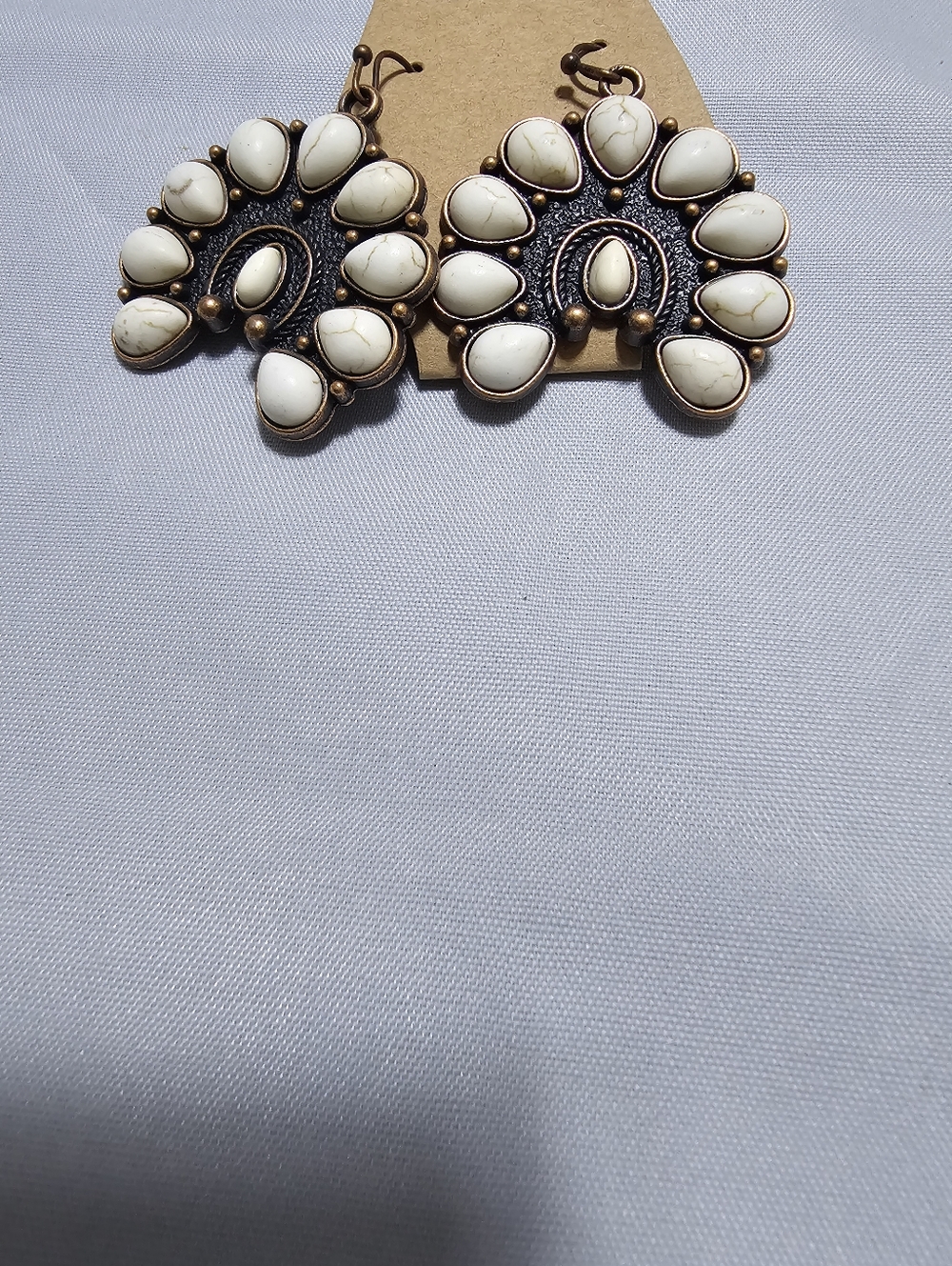 Bohemian White Stone Fan Drop Earrings